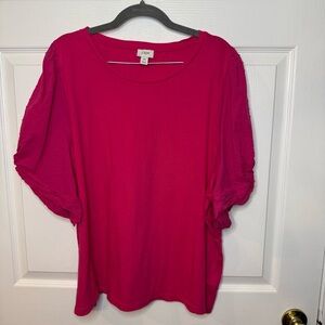 J. Crew 100% Cotton Pink Dolman Sleeve Blouse Relaxed Fit Size 3X GUC